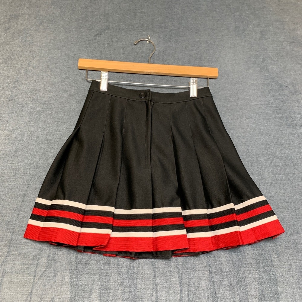 Elite Mini Pleated Skirt Womens 24 Black Red Varsity Stripe Stretch Yoga Fitness